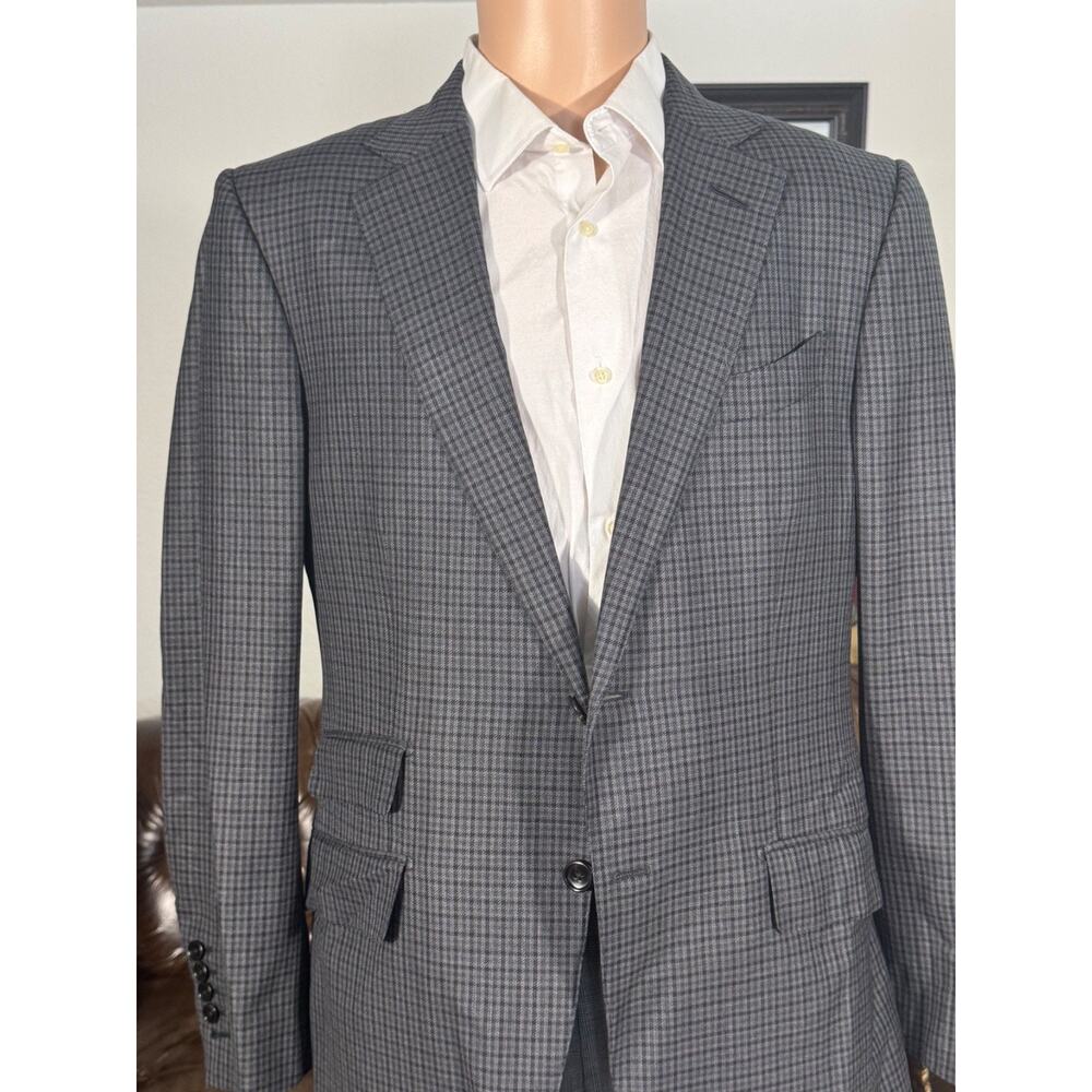 Tom Ford Wool Silk Houndstooth 2Pc Suit 52IT 42R US Notch Lapel Men's EUC Gray - Picture 6 of 10